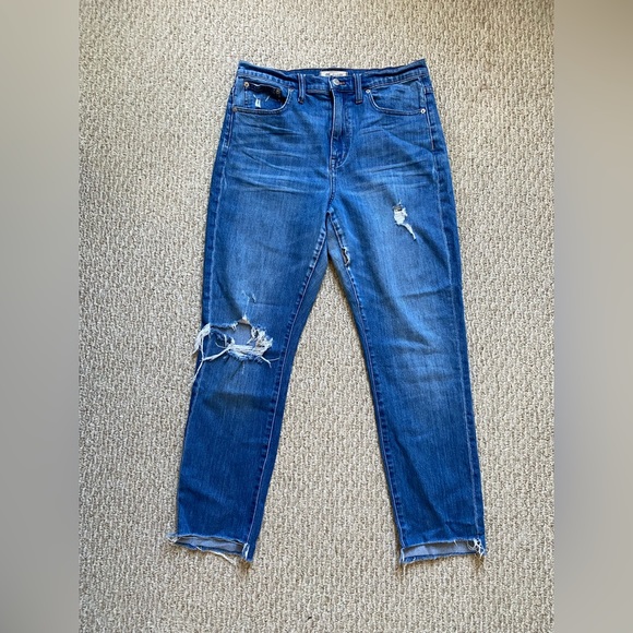 MADEWELL THE HIGH-RISE SLIM BOYFRIEND JEANS DISTRESSED HOLES 29 - Picture 3 of 9